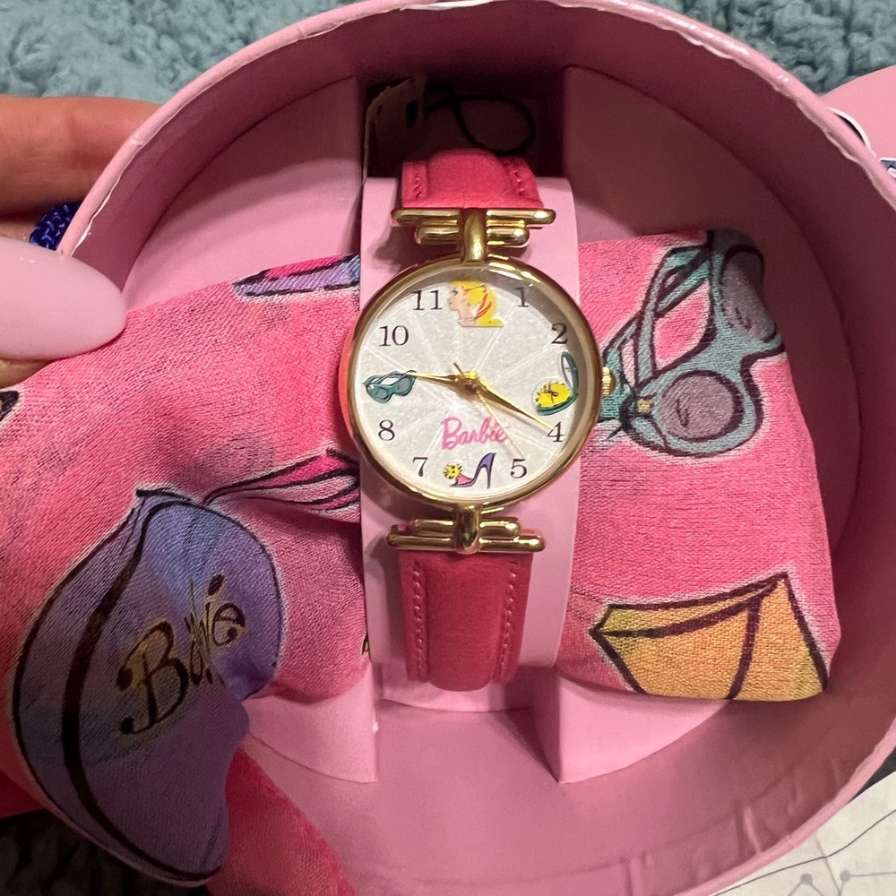Barbie 35th Anniversary Pink Leather Strap Watch